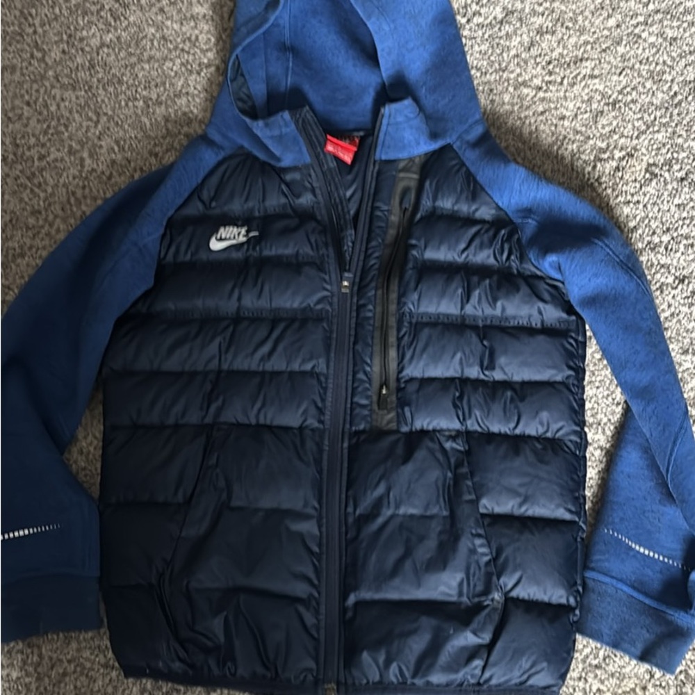 Nike Boys Blue Quilted Jacket with Hood